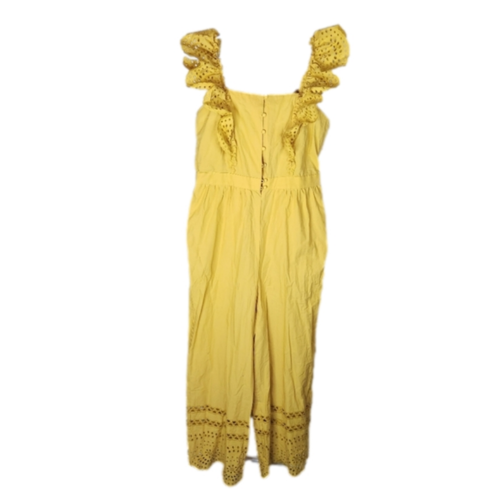 Madewell Eyelet Frilled-Strap Jumpsuit Yellow Size 6 - Picture 6 of 12